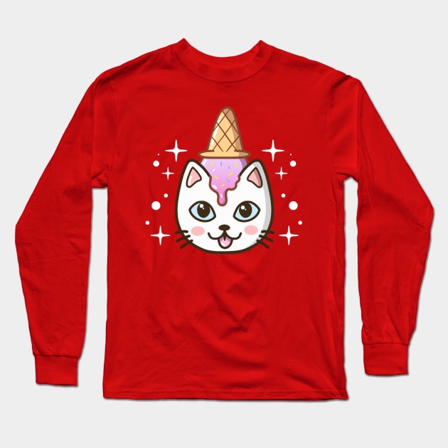 Ice cream Cat Long Sleeve T-Shirt by stephen0c